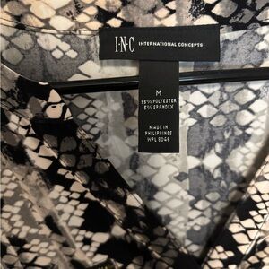 INC International Concepts Monochrome Snake Print Top